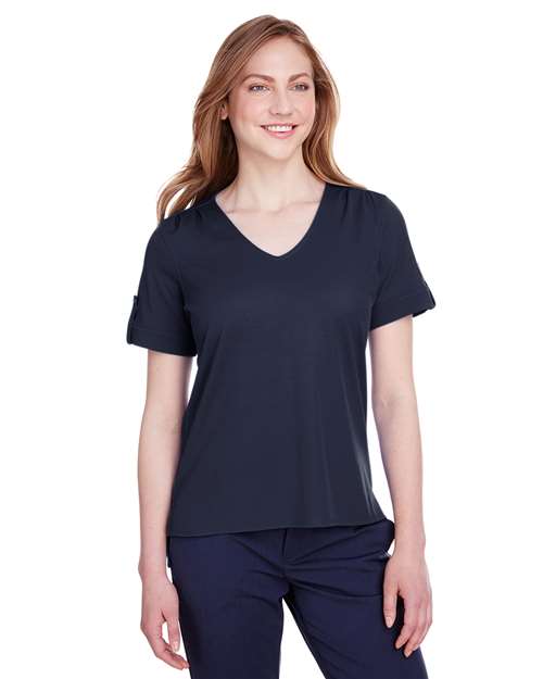 Women's CrownLux Performance® Plaited Rolled Sleeve Shirt