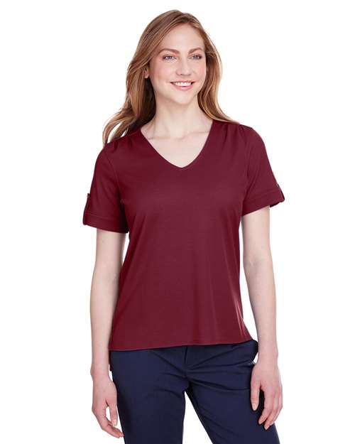 Women's CrownLux Performance® Plaited Rolled Sleeve Shirt