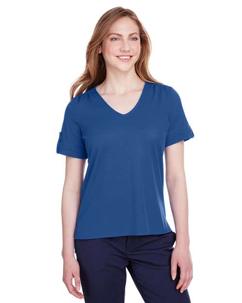 Women's CrownLux Performance® Plaited Rolled Sleeve Shirt